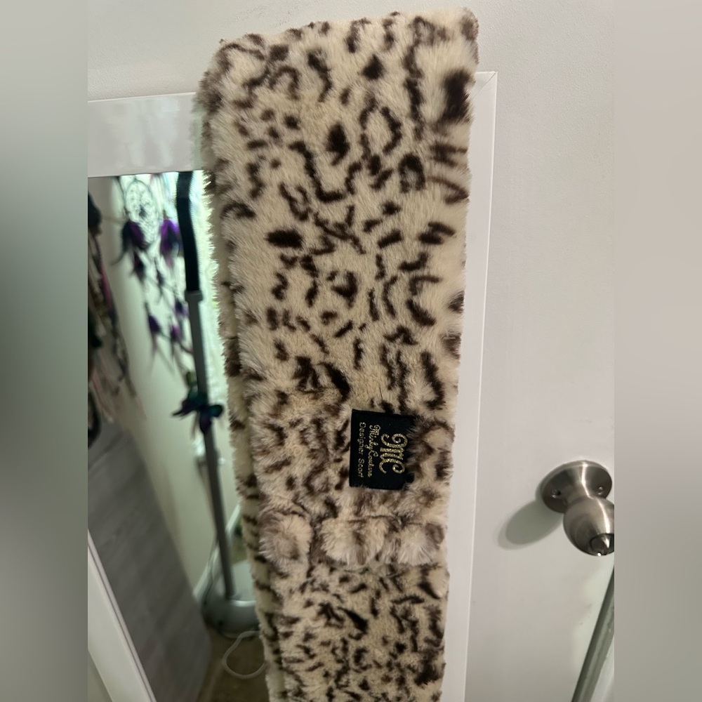 Minky coutour Leopard Print faux fur scarf